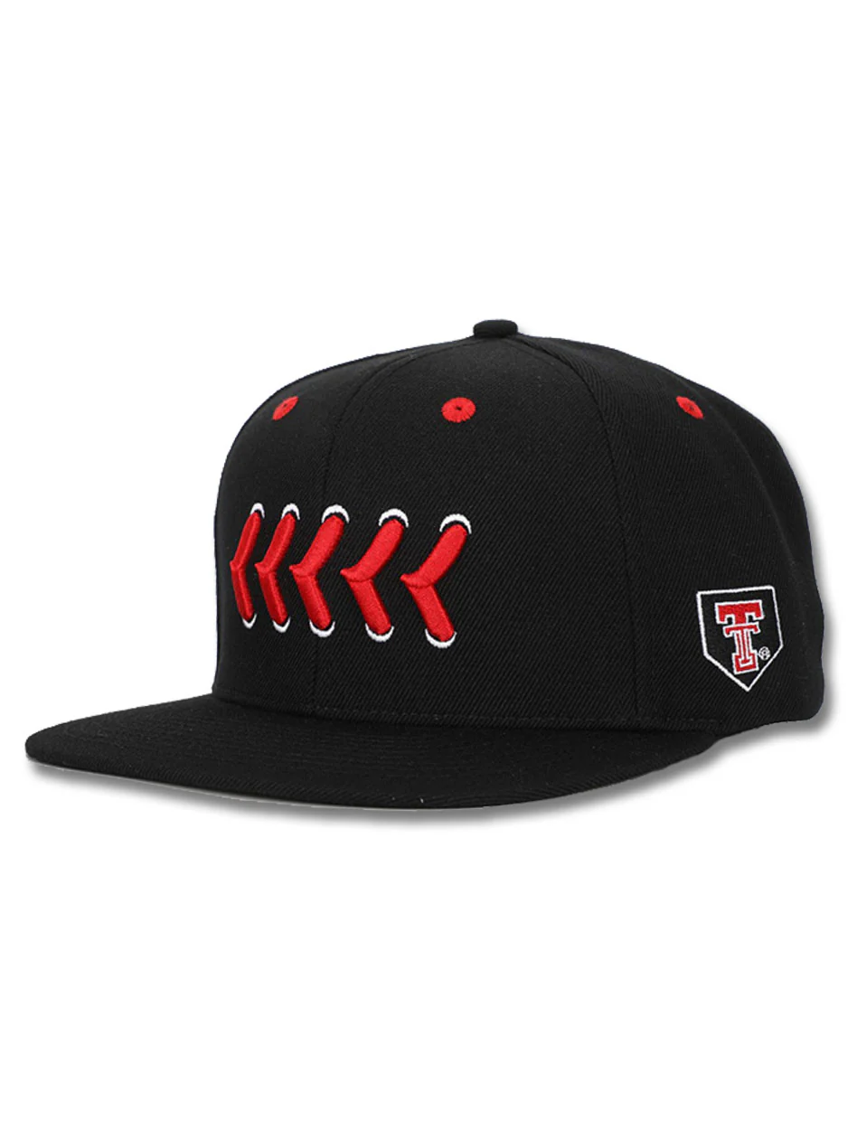 Texas Tech "Stitches" Baseball Black Snapback Cap