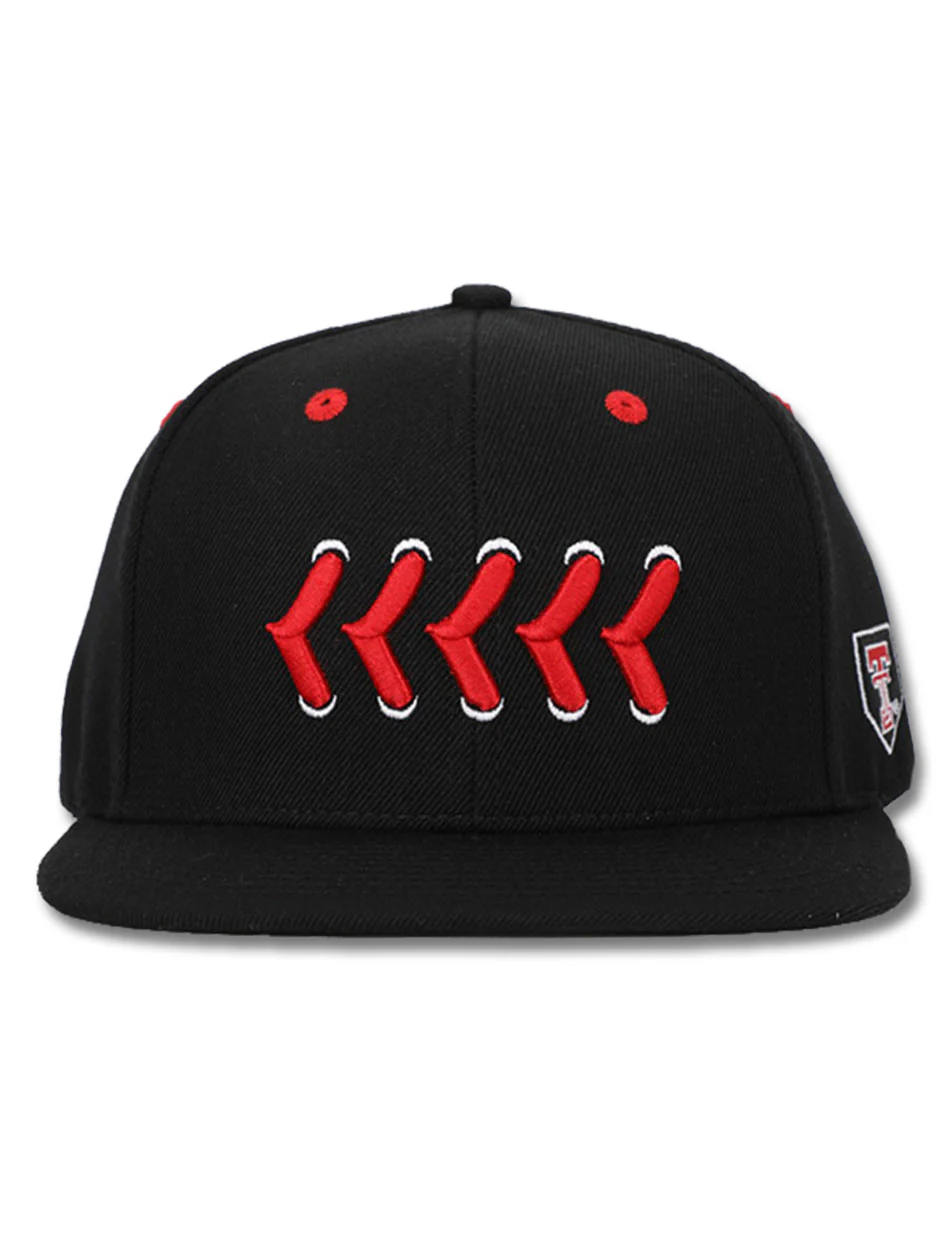 Texas Tech "Stitches" Baseball Black Snapback Cap - Image 3