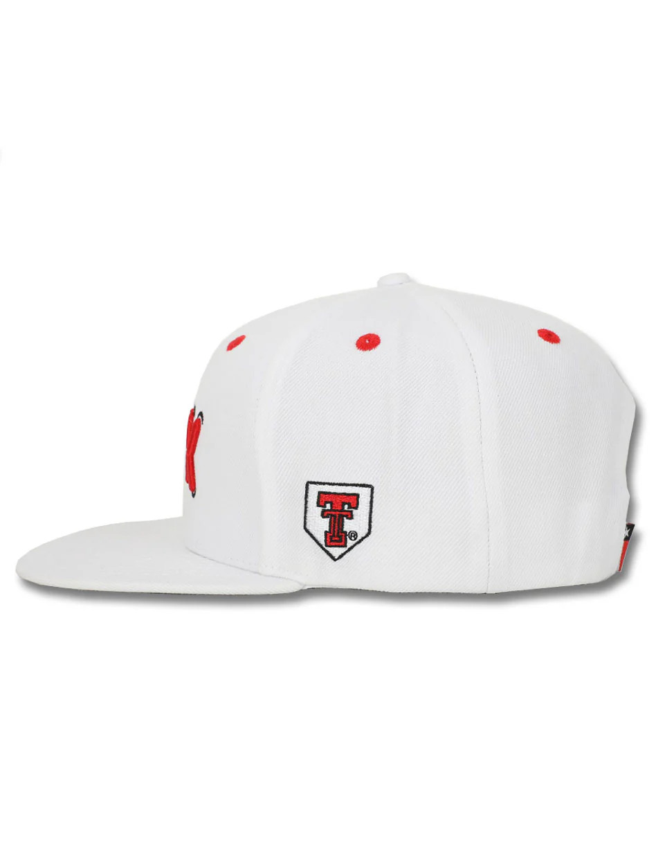 Texas Tech "Stitches" Baseball White Snapback Cap - Image 4