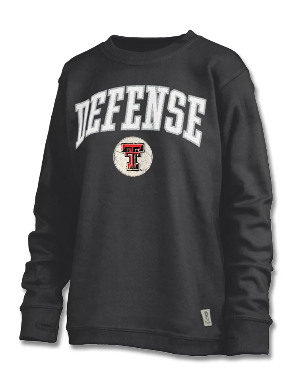 **Texas Tech Press Box "Simply Defense" Chenille Patch Fleece Crew