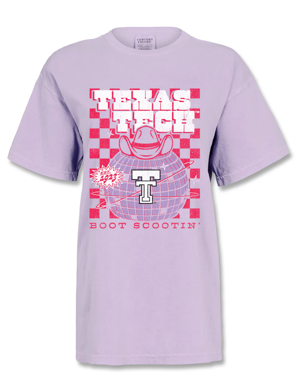 Texas Tech "Cosmic Cowgirl" Comfort Color Orchid T-Shirt - Image 2