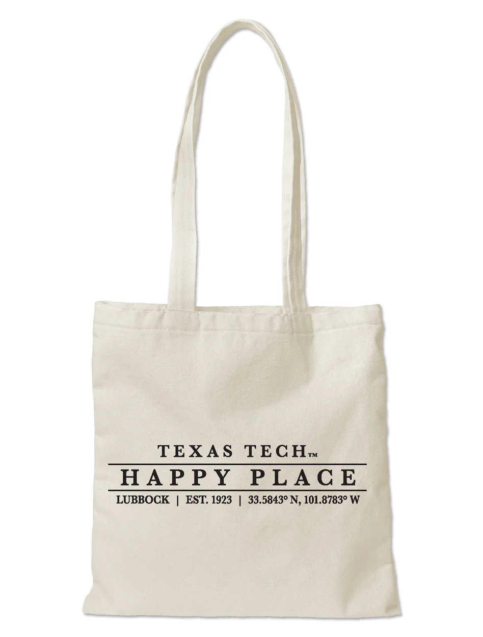 Texas Tech "Happy Place" Natural Canvas Tote Bag