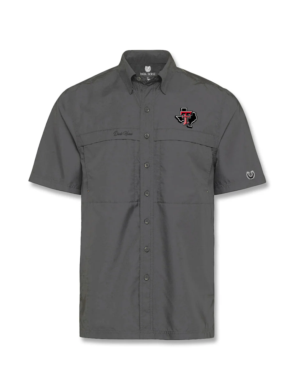 YOUTH Texas Tech Dark Horse "Pride" Grey Performance Fishing Shirt