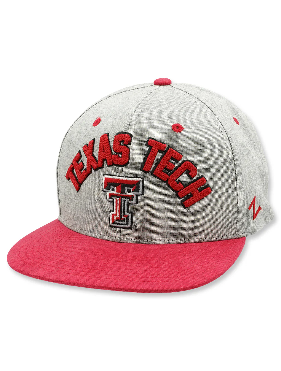Zephyr Texas Tech "Highcut" Chain Stitch Arch over DoubleT Flat Bill Snapback
