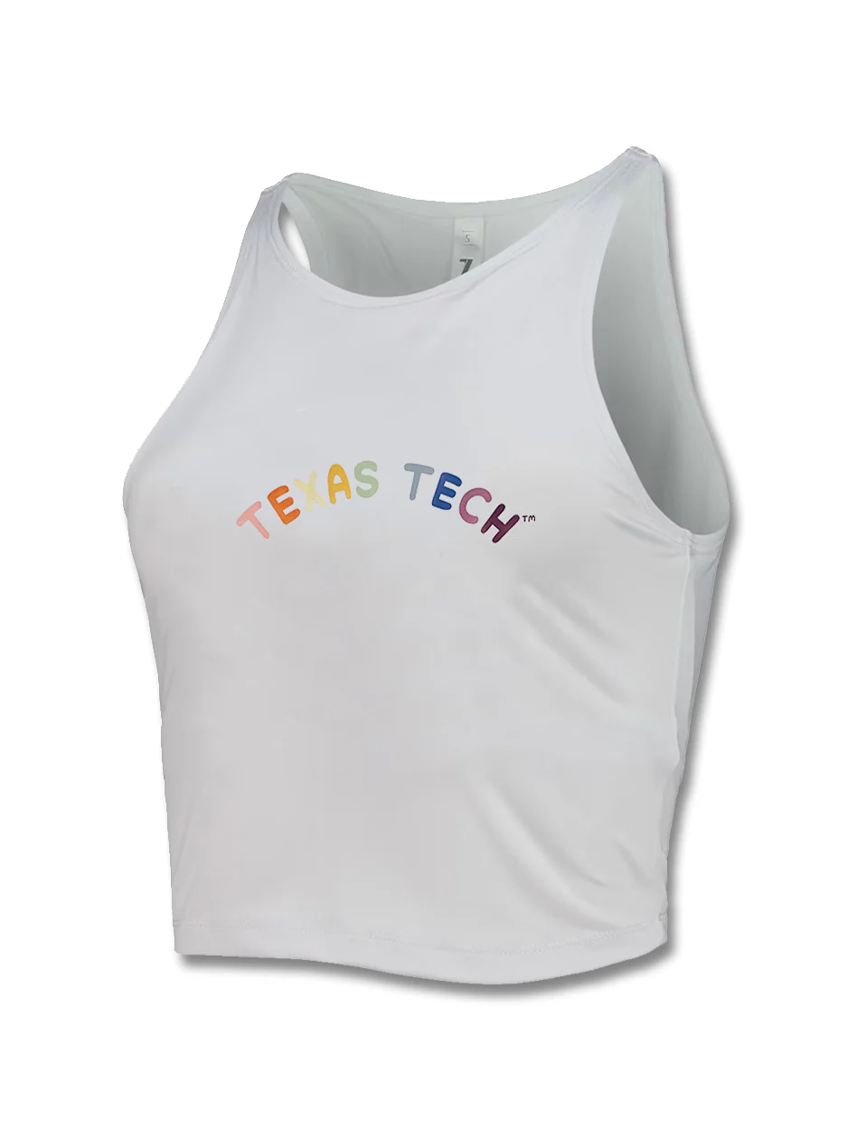 **Zoozats Texas Tech "Sunshine" First Down White Crop Top